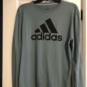 Blue/green long sleeve Adidas shirt.